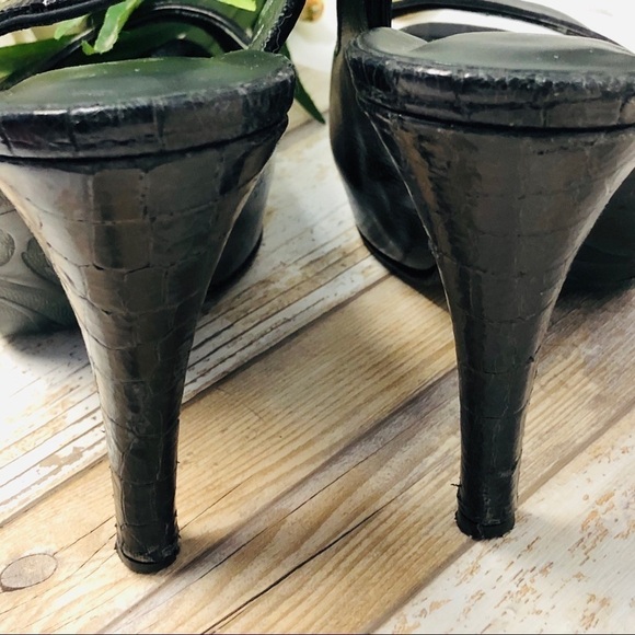 𝅺DONALD J. Pliner Black Couture Canna Strap Buckle Heels Open Toe Size 8 - Picture 6 of 7